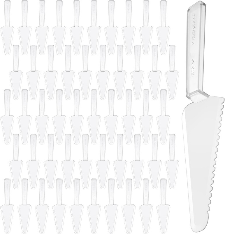 50 Pcs Plastic Disposable Cake Cutter 9 Inch Wedding Pie Server Plastic Spatula