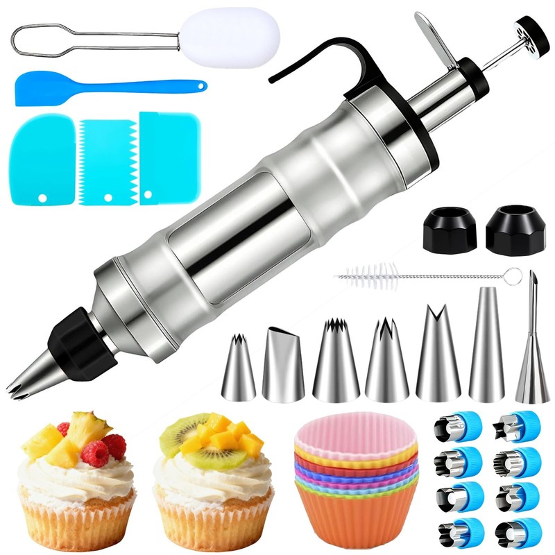 Dessert Decorating Syringe Set, Cake Decorating Kit, Stainless Steel Baking T...