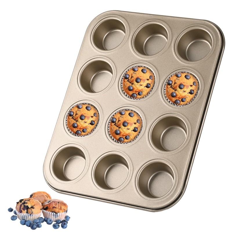 Audingull Mini Muffin Pan, Premium Small Cupcake Pans, Carbon Mini, Gold