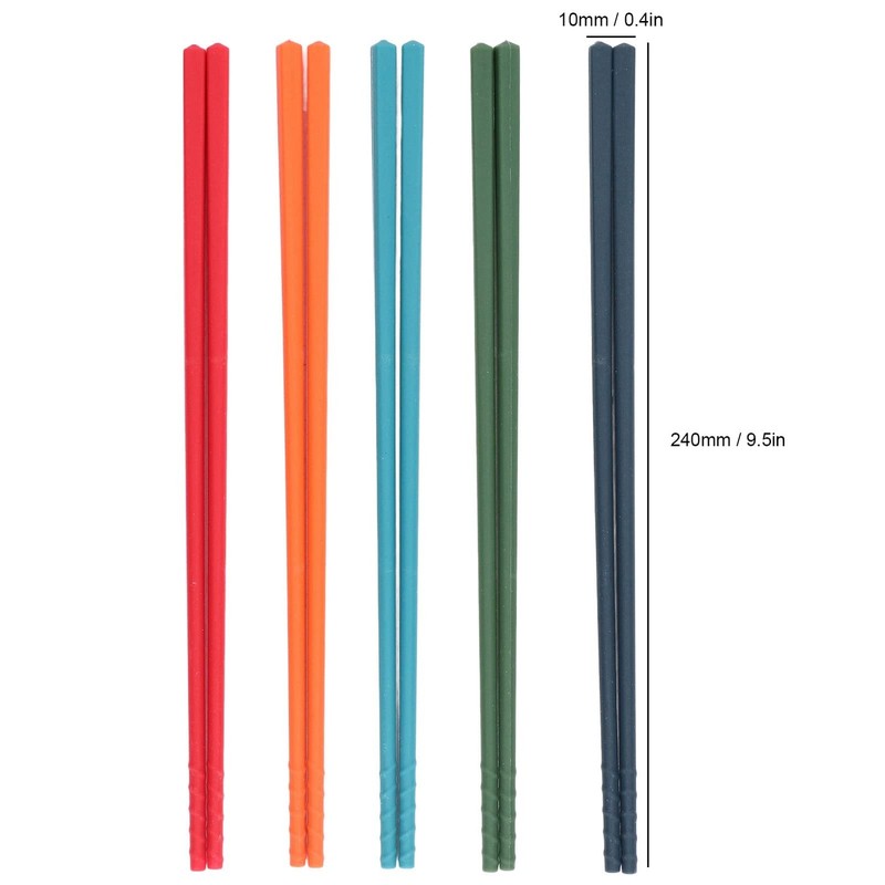 5 Pairs of Reusable Chinese Silicone Chopsticks with Classic Style Lightweigh... gallery