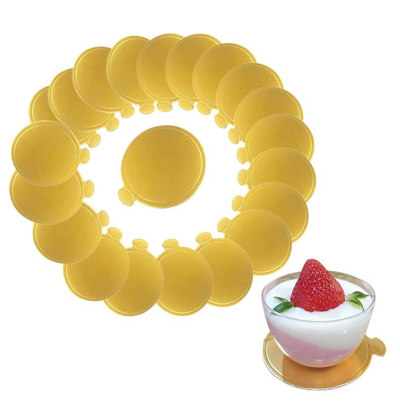 200 PCS 3.15 Inch Mini Round Golden Cake Boards Mousse Cupcake Base Paper Plates gallery
