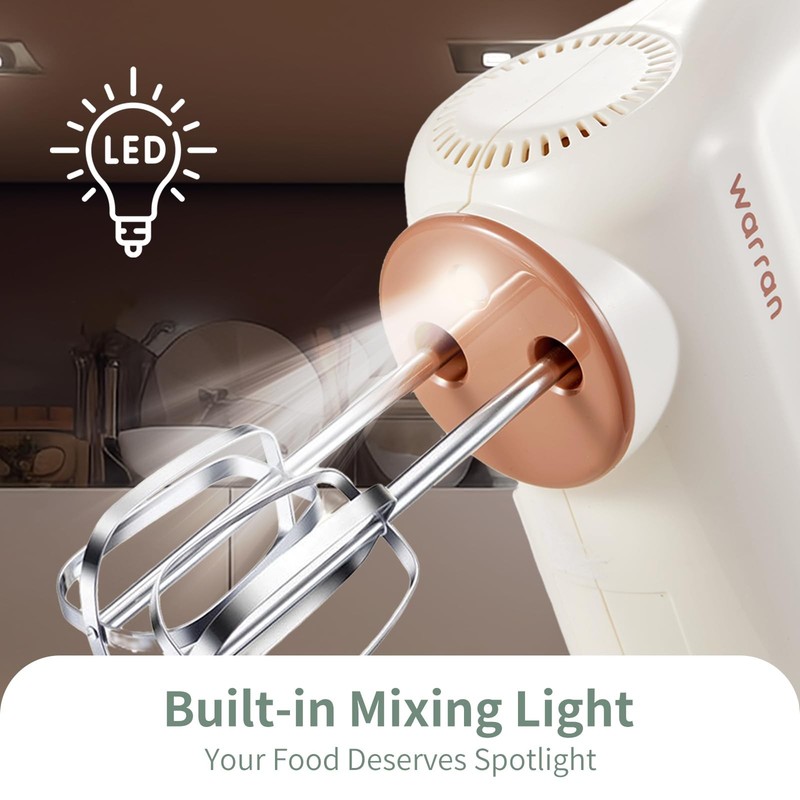 300W Compact Lightweight Hand Mixer, with Powerful Quiet DC Motor for Baking,... gallery