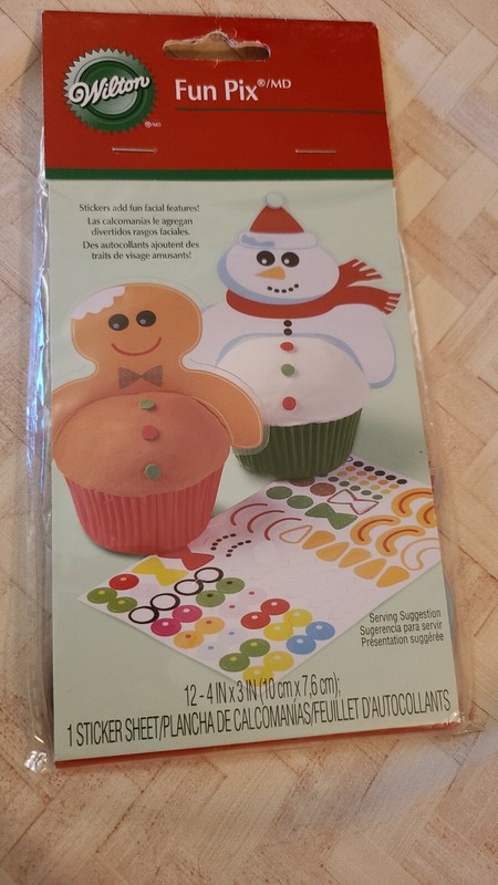 Wilton Fun Pix cupcake toppers Snowman gingerbread man set of 12 stickers R1