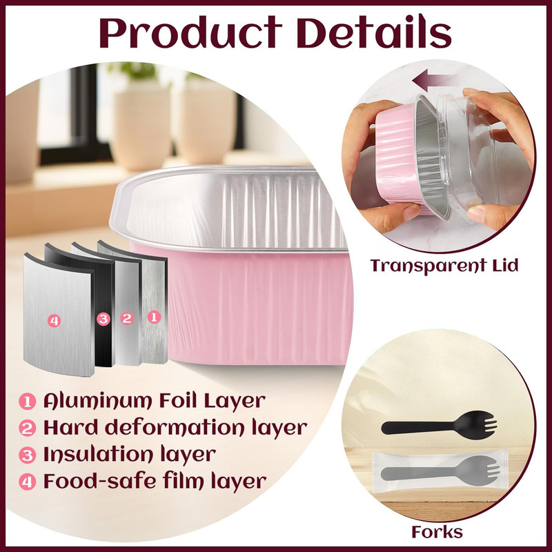 35 Pack 5 OZ Square Mini Baking Pans with Lids, 3.5X3.5 Inch Mini Cake Tins, Alu gallery
