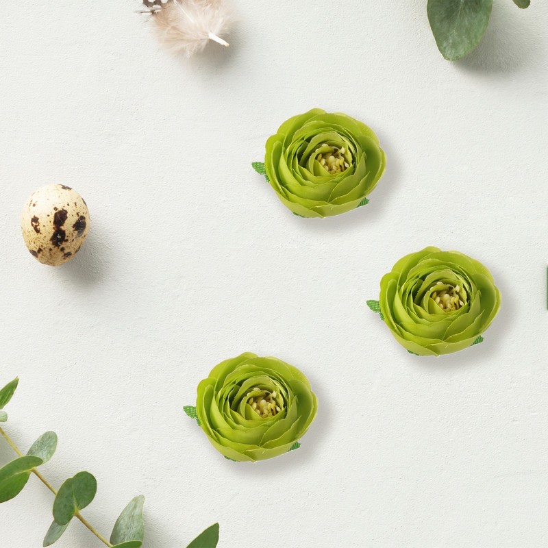 30pcs Artificial Camellia Flower Heads1.2" Silk Fake camellia Heads Deep Green gallery