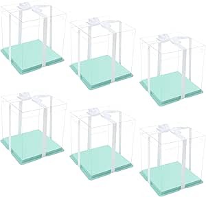 Pink Clear Cake Box with Ribbon, Transparent Tall Cake Carrier gallery