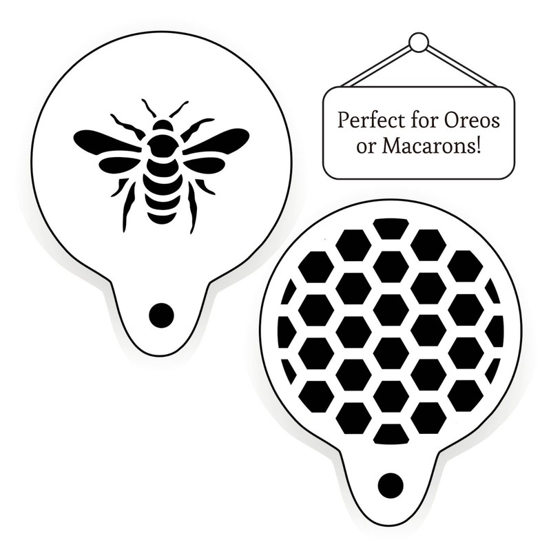 Bee Honeycomb Macaron Oreo Cookie Stencils Small Mylar Stencil Set Of 2 Baking