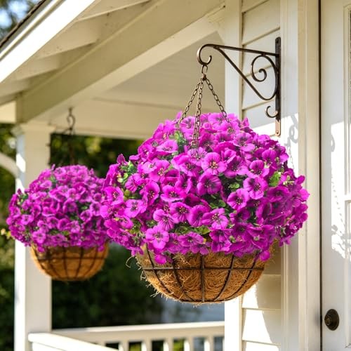 16 Bundles Artificial Pansy Flowers for Outdoors Fake Silk Flowers UV Fuchsia gallery