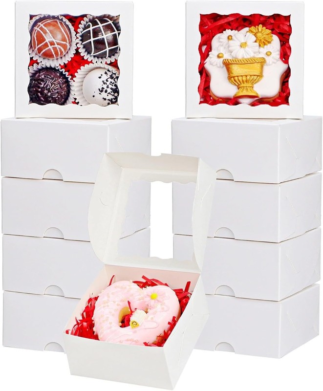 40 Pack Bakery Boxes for Mini Bundt, Cake,Pie, Cinnamon Roll Treat,4x4x2 Inches