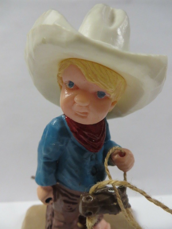 Vintage Wilton LITTLE BOY COWBOY RODEO 5" Cake Topper Decoration 10-Gallon Hat gallery