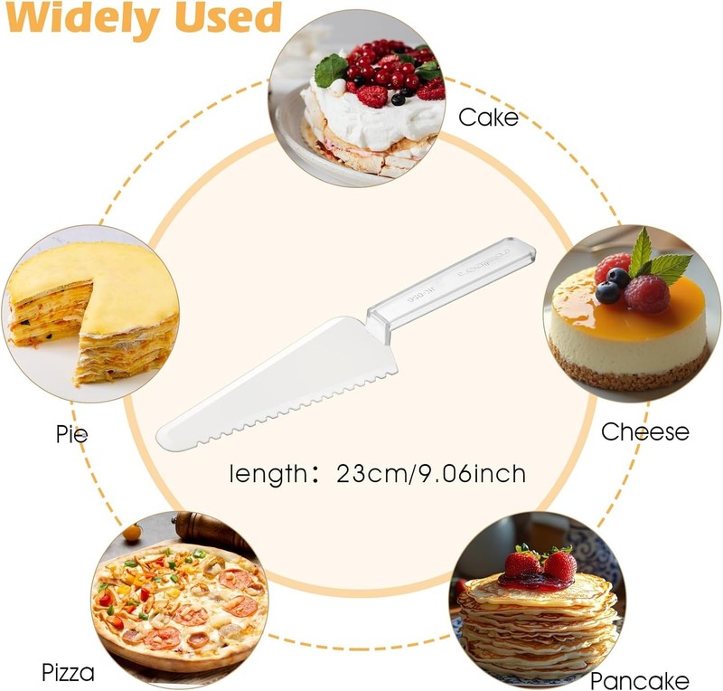 50 Pcs Plastic Disposable Cake Cutter 9 Inch Wedding Pie Server Plastic Spatula gallery