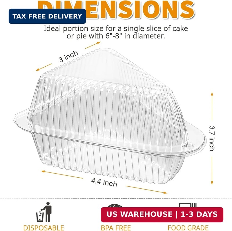 50 Pack Triangle Cake Slice Containers To Go Dessert Boxes | Disposable Pie Slic gallery