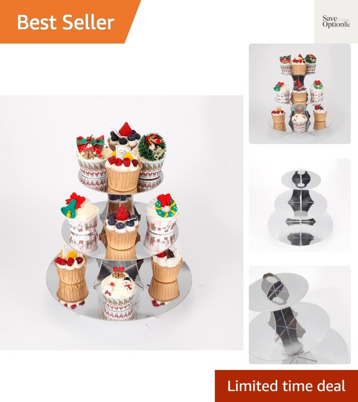 3-Tier Cupcake Stand, Sliver Cardboard Cake Stand Holder, Tiered DIY Cupcake …