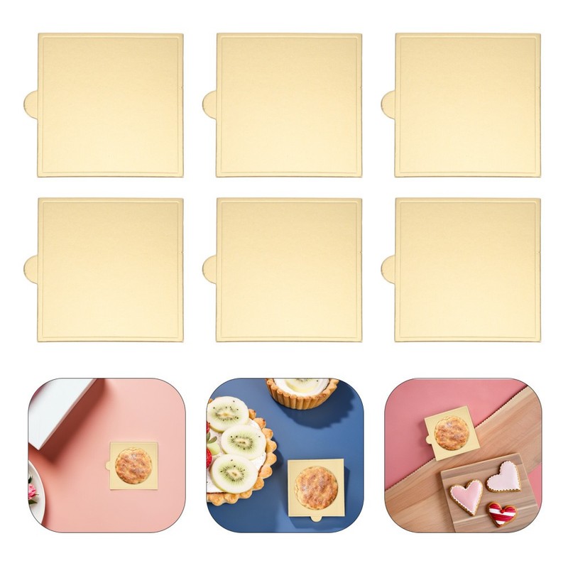 200pcs Cardboard Cake Base, 3.5" Square Dessert Serving Plate, Mousse Display gallery