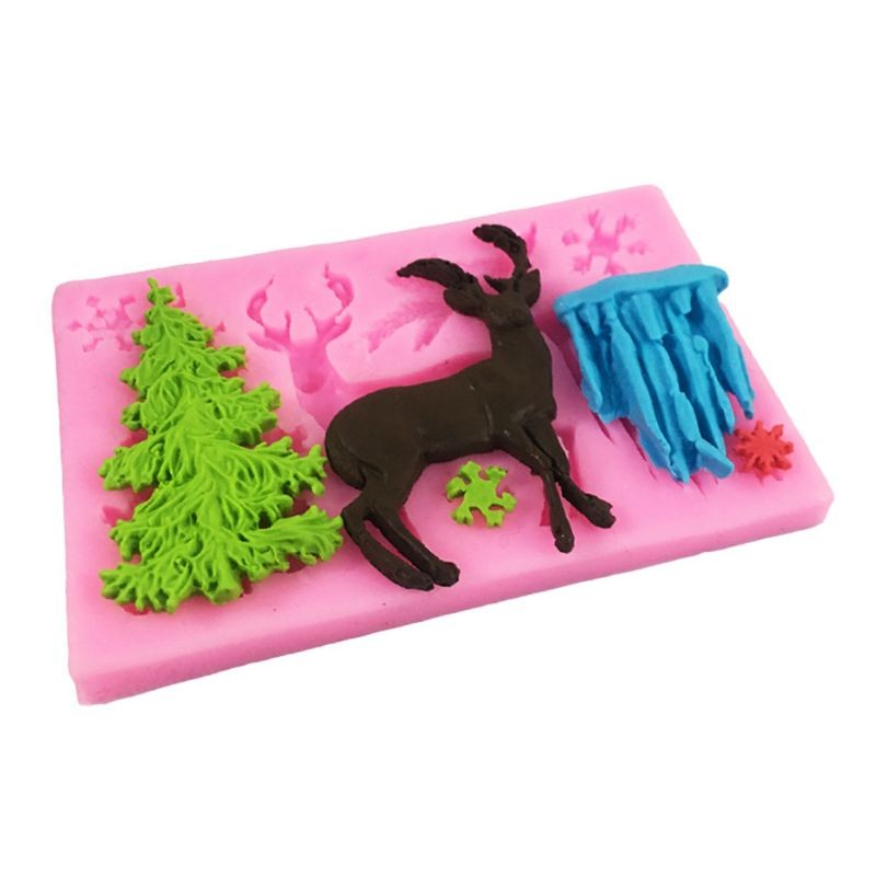 3D Christmas Theme Deer Silicone Mold Snowflake Chocolate Cake Fondant DIY Mould gallery