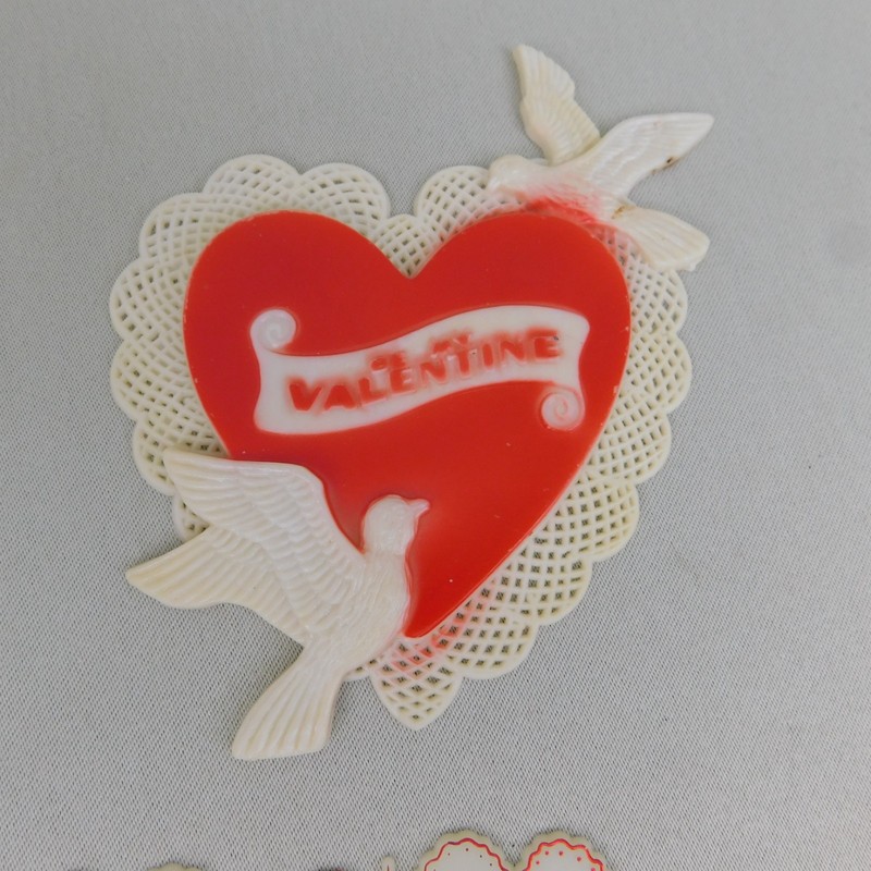 Vintage 53pc Lot Valentine's Day Hearts Cupcake & Cake Topper Decoration Picks gallery