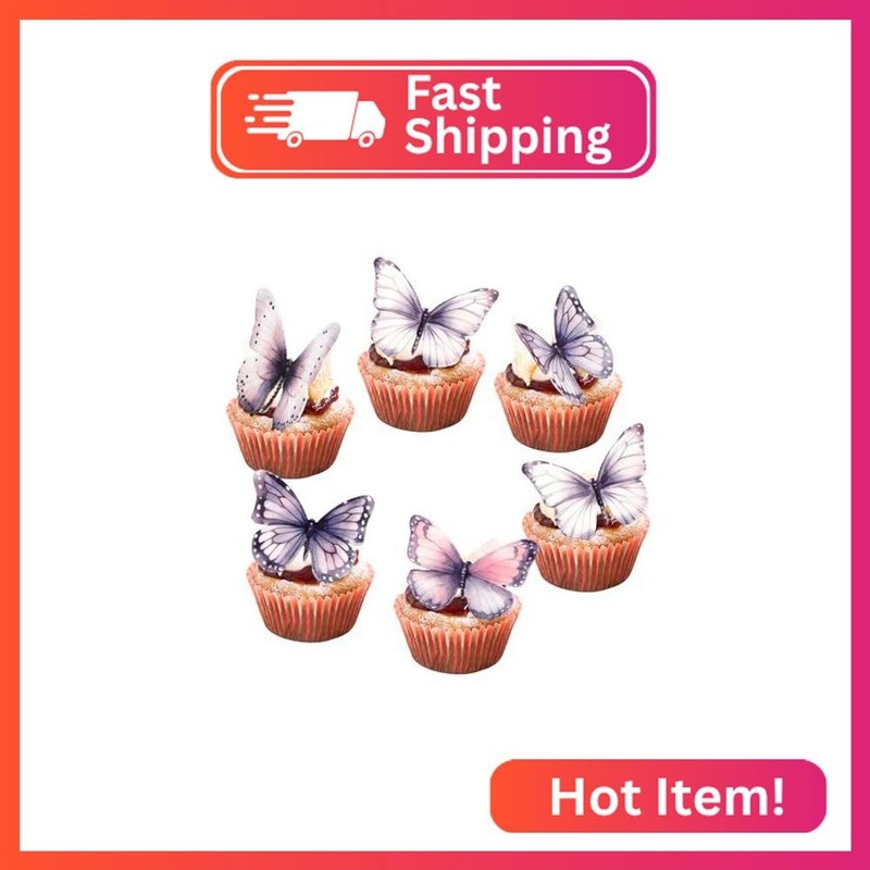 Rsstarxi 60 Pack Edible Butterfly Cupcake Toppers, Edible Butterfly Cake Decorat