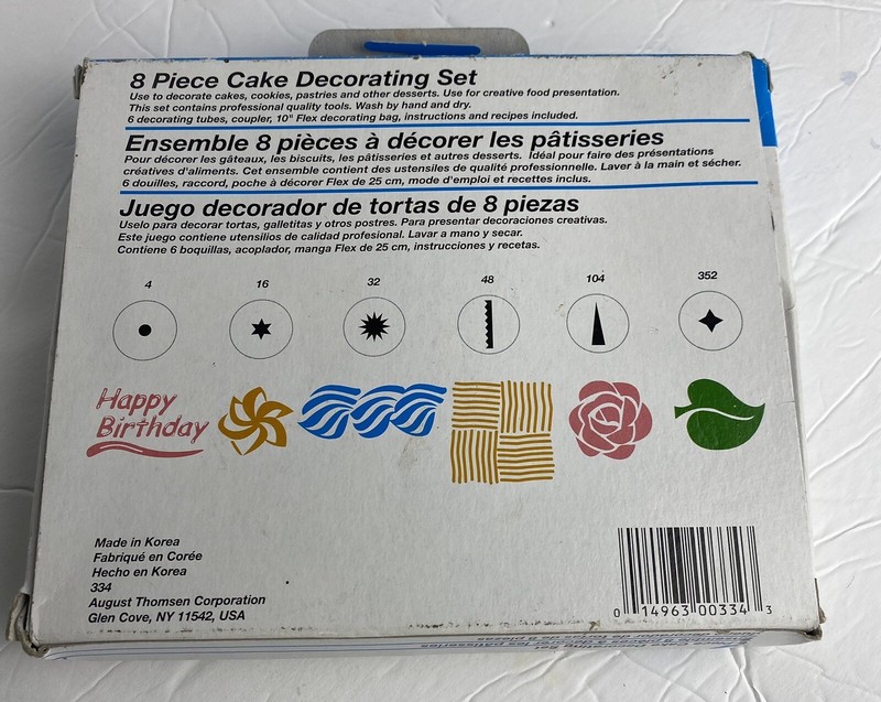Ateco 8 Piece Cake Decorating Set Pipping Bag Included #334 BNIB gallery