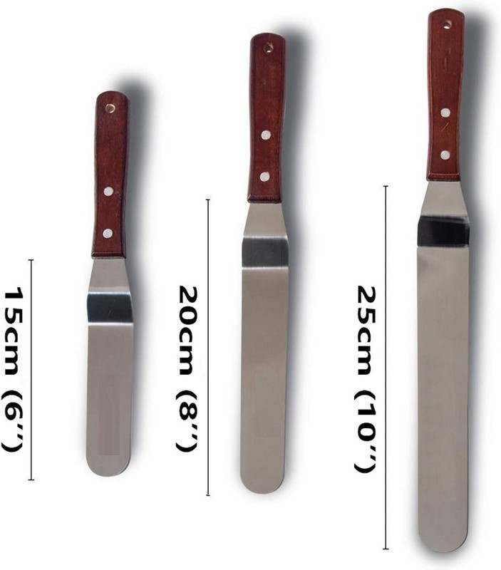 3 Espatulas De Reposteria 6, 8 & 10 Inch Acero Inoxidable Para Decorar Pasteles gallery