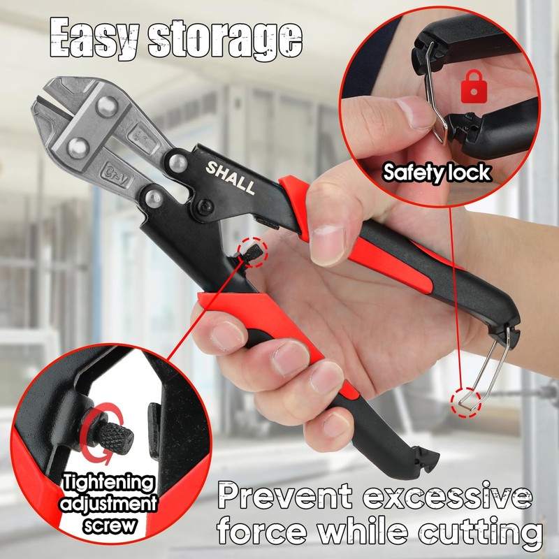 SHALL 3pc Bolt Cutter Set: 14" Heavy Duty, 8" Mini, 8" Wire Rope Cutters w/Case gallery