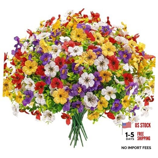 Bundles Artificial Daisy Fake Flowers for Outdoors, UV 12 Multi-color a