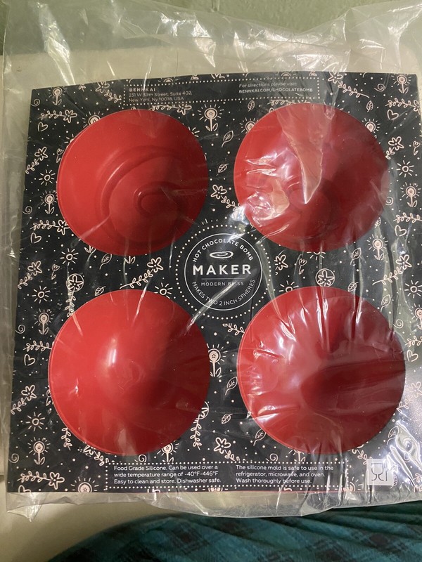 Modern Bliss Hot Chocolate Swirl Bomb Maker Red Silicone Mold, Makes 2″ Spheres