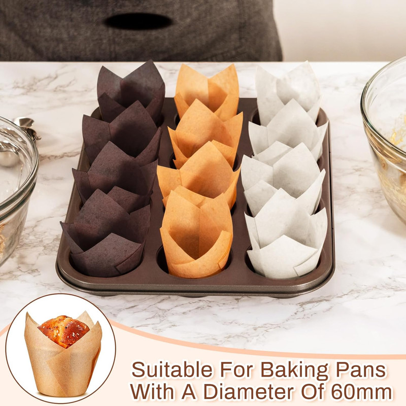 300 Pcs Jumbo Muffin Liners for Baking 2-1/4" x 4" Large Tulip Cupcake Liners... gallery
