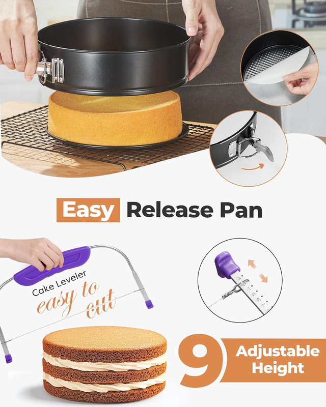 700pc Cake Decorating Kit, Baking Supplies with Springform Pans, Cake Turntable gallery