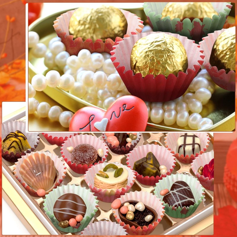 600 Pcs Fall Cupcake Liners Thanksgiving Autumn Maple Leaves Wrappers Mini Ba... gallery