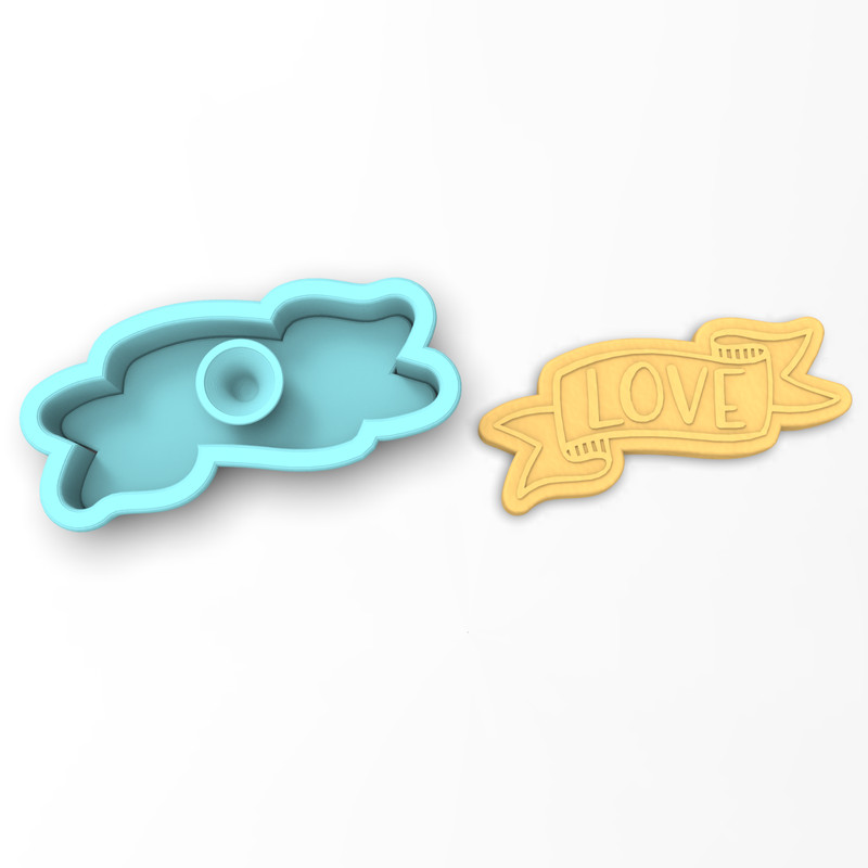 Love Banner Cookie Cutter & Stamp | Heart Valentine's Day Wedding Bridal Shower gallery