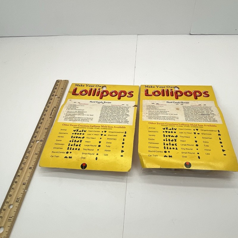 Vintage Metal Lollipop Molds Kit Various Shapes Lot Of 2 - 10 Molds Each NEW NOS gallery