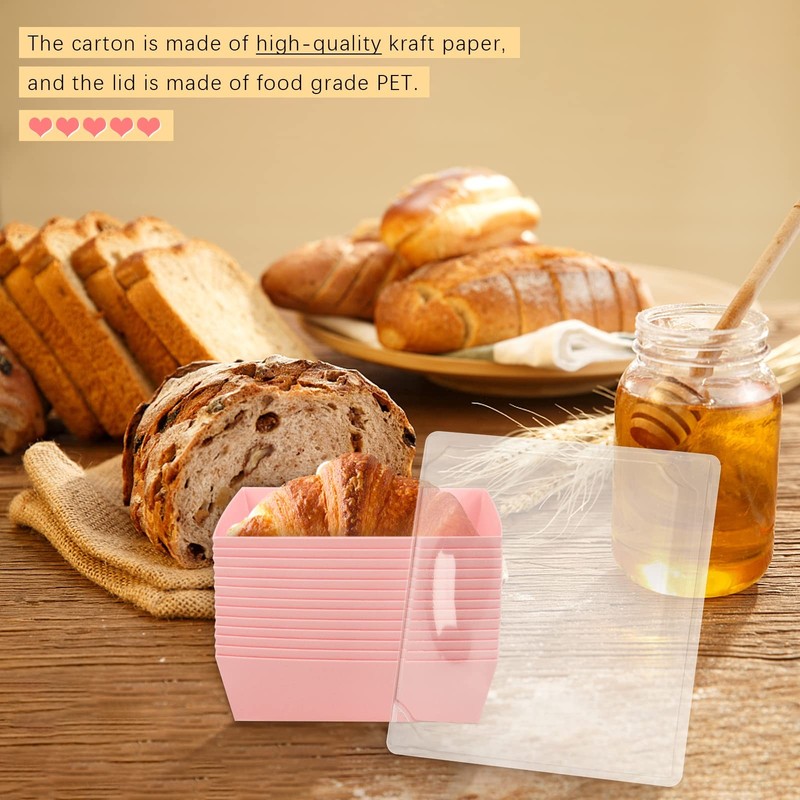 50 Pack Charcuterie Boxes with Clear Lids,5 Inch Pink Square Disposable Paper... gallery