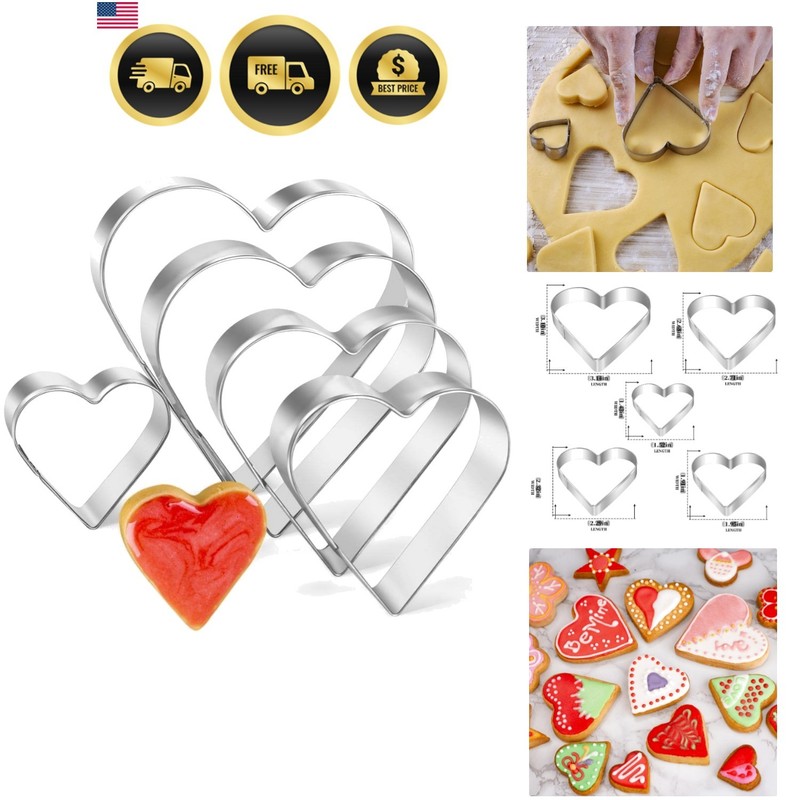 Heart Cookie Cutter Set Stainless Steel Small Biscuit Mold for Kids Party