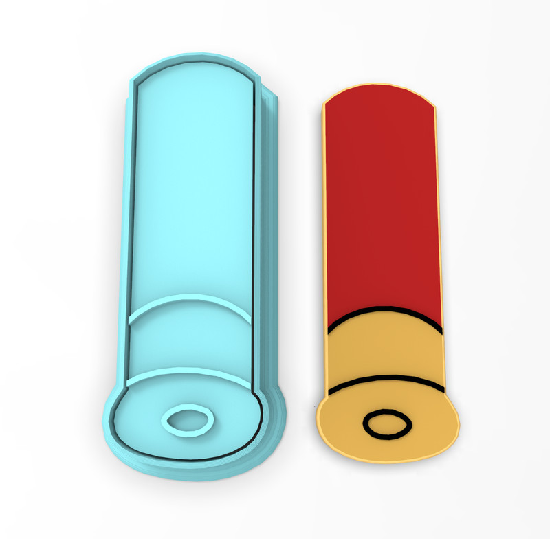 Shotgun Shell Cookie Cutter Outline & Stamp #1 | Hunter Ammo Season Gun Bullet