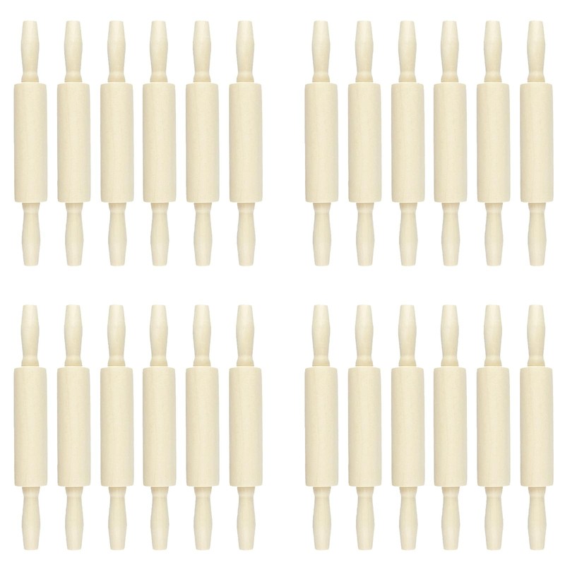 Natural Wood Small Dough Roller Rolling Pin For Kids Kitchen 7.9 Inch 24 PCS