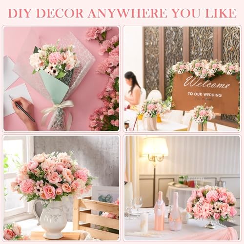 Pcs Peonies Artificial Flowers Faux Roses Silk Flowers Hydrangea 12 Pink gallery
