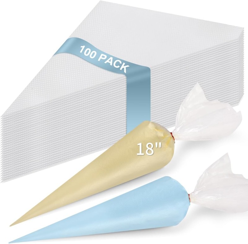 18 Inch Large Piping Bags Disposable, 100 Pieces Icing Bags, Tipless Piping