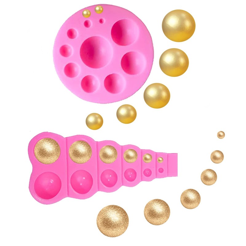 3D Pearl Fondant Mold 2pcs Semi Sphere Ball Silicone Chocolate Mold Lollipop …