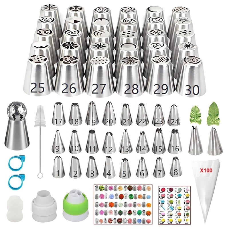 Russian Piping Tips Set, 166 Pcs with 30 Numbered Russian Tips, 24 Numbered I…