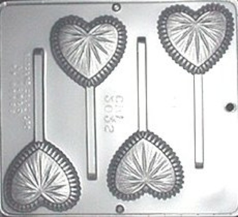 Fancy Heart Lollipop Chocolate Candy Mold Valentine 3032 NEW gallery