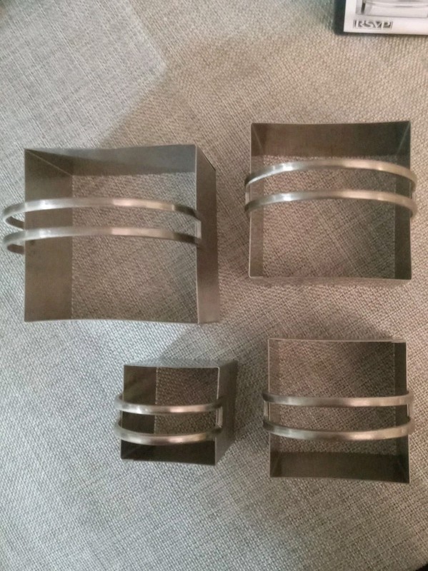 Stainless Steel Square Biscuit Cutters, set of 4 Graduated Sizes With Handles