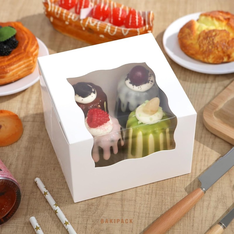 25 Roll Cake Boxes White Bakery Boxes with Window 5x5x3.5 inches Cookies Boxe… gallery
