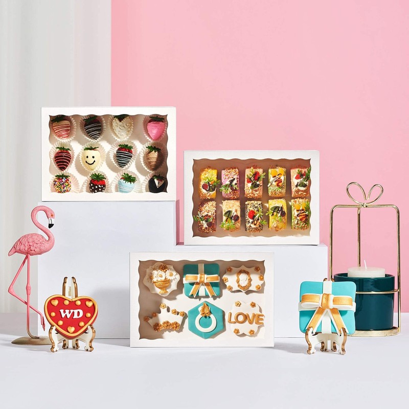 48PCS 10 x 7 x 2.5 inches Premium White Bakery Boxes for Cookies, Strawberrie... gallery