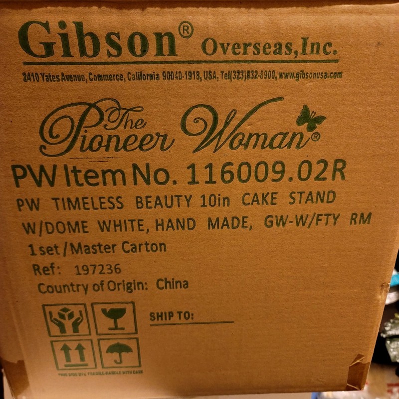 PIONEER WOMAN WHITE TIMELESS BEAUTY JADEITE 10" DOMED CAKE STAND NIB gallery