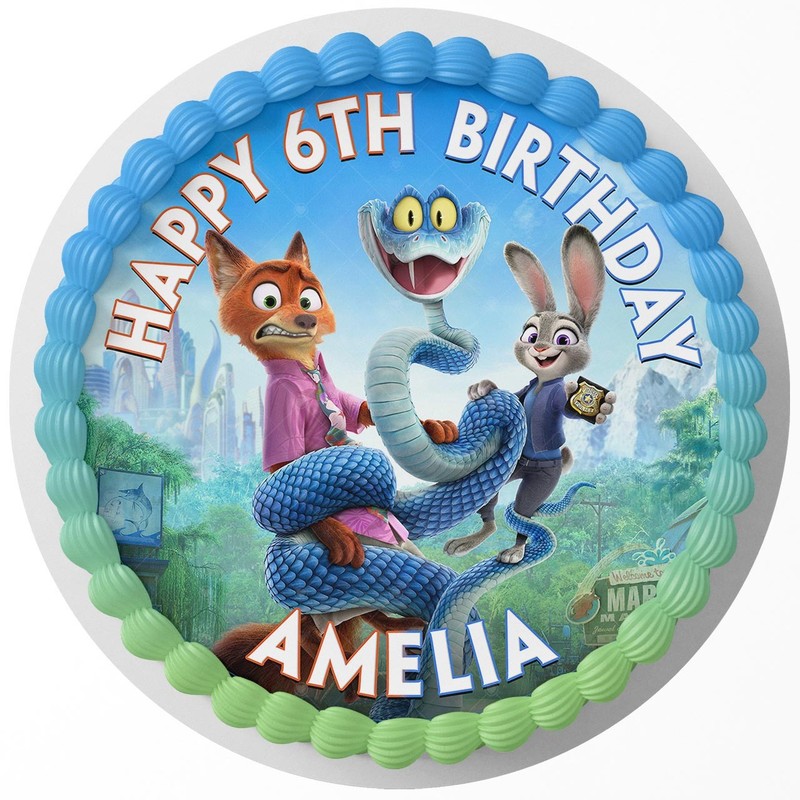 Zootopia Edible Cake Topper Party Decoration Edible Image