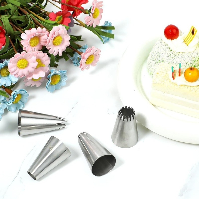4 Pieces Cake Piping Tips Set for Buttercream Icing Decorating Nozzles Baking gallery