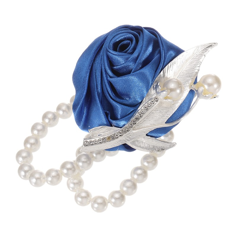Wrist Corsage Artificial Flower Bracelets, 2.4 x 2.8 Inch Blue
