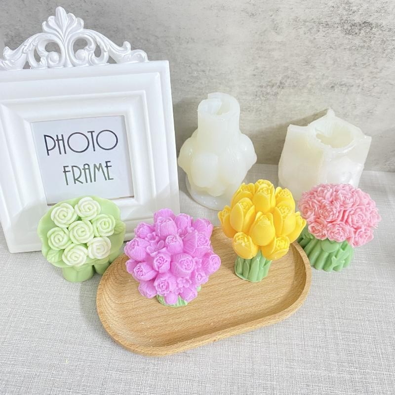 Tulip Bouquet Silicone Mold DIY Flowers Aroma Candle Molds Candle Making Supply gallery