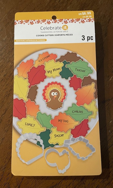 Celebrate It Thanksgiving Cookie Cutters 3-Piece Turkey Feathers Autumn Leaves