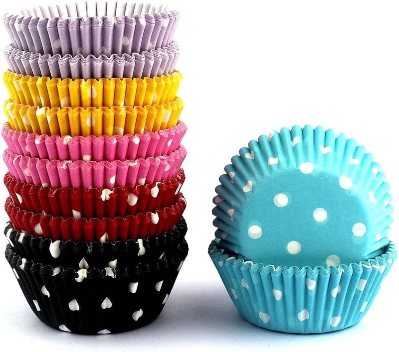 Rainbow Mini Polka Dots Cupcake Liners 300 Pcs, No Smell, &